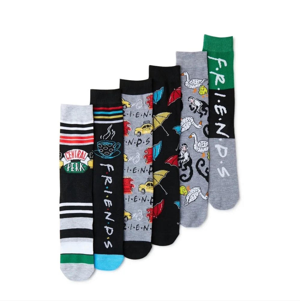 6 Pairs New "Friends" Crew Socks - Picture 1 of 3